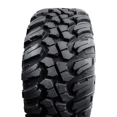 Tusk Racing Four 30x10-14 Tusk TERRABITE Heavy Duty 8-Ply Radial UTV Tires mounted on Tusk TETON Beadlock Wheels - POLARIS UTVs - 4/156 bolt pattern - Includes Lug Nuts (5+2 Wheel Offset, Smoke)