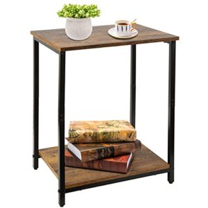 verybegin end table, small side table with 2-tier storage shelf, wooden nightstand, sofa table, coffee table for small space, living room, bedroom, modern furniture, 20.5" h x 15.7" w x 11.8" d