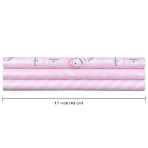 RUSPEPA Wrapping Paper Rolls for Baby Shower, Birthday- 17 inches x 10 feet per Roll, Total of 3 Rolls, Baby Girl