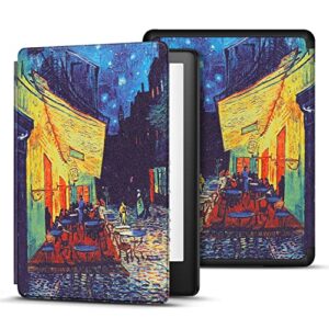 TNP Case for 6" All-New Kindle (2022 Release) 11th Generation Slim Cafe at Night Cover, Lightweight and Smart Protective Flip Case with Auto Sleep and Wake for 6-Inch Amazon Kindle E-Book Reader