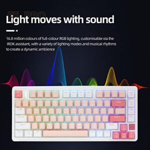 IROK FE75Pro Hot Swappable Mechanical Keyboard, Wireless TKL 75% RGB Customizable Backlit Gaming Keyboard, Bluetooth/2.4G/Wired for Windows PC Gamers- White/Red