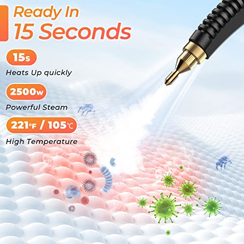 AUXCO 2500W Steam Cleaner, High Pressure Steamer for Cleaning, Handheld Portable Cleaners Home Use, Car Detailing, Cleaner Upholstery, Kitchen, Bathroom, Grout and Tile