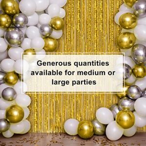 20 Pcs Foil Curtains Fringe Curtains 3.28 x 8.2 ft Metallic Tinsel Backdrop Curtains for Party Photo Backdrop Wedding Birthday Party Baby Shower Bridal Shower Photo Booth Decor (Gold)