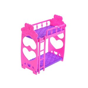 1pc doll house furniture double bed frame plastic bunk bed bedroom furniture bed set for kelly dolls dollhouse pink and purple 3.5 inches, dolls house furniture, bedroom furniture,