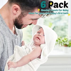 Chumia 6 Pack Baby Bath Towel, Soft Coral Fleece Absorbent Newborn Hooded Towel for Kids, 30 x 30 Inch Hooded Baby Toddler Bath Blanket Towel for Babies Toddler Infant Shower Gift Supplies (White)