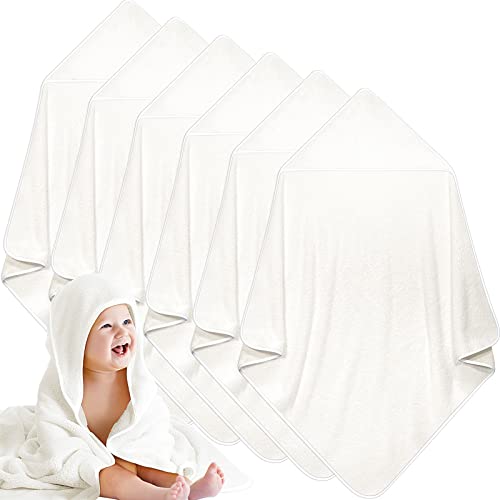 Chumia 6 Pack Baby Bath Towel, Soft Coral Fleece Absorbent Newborn Hooded Towel for Kids, 30 x 30 Inch Hooded Baby Toddler Bath Blanket Towel for Babies Toddler Infant Shower Gift Supplies (White)