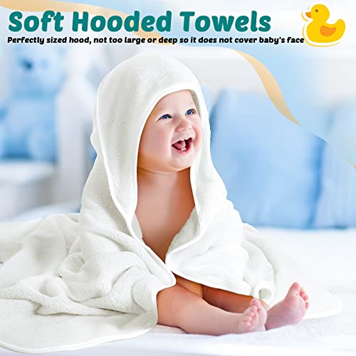 Chumia 6 Pack Baby Bath Towel, Soft Coral Fleece Absorbent Newborn Hooded Towel for Kids, 30 x 30 Inch Hooded Baby Toddler Bath Blanket Towel for Babies Toddler Infant Shower Gift Supplies (White)