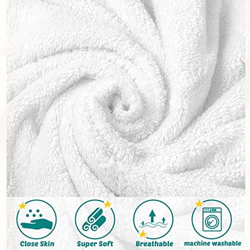 Chumia 6 Pack Baby Bath Towel, Soft Coral Fleece Absorbent Newborn Hooded Towel for Kids, 30 x 30 Inch Hooded Baby Toddler Bath Blanket Towel for Babies Toddler Infant Shower Gift Supplies (White)