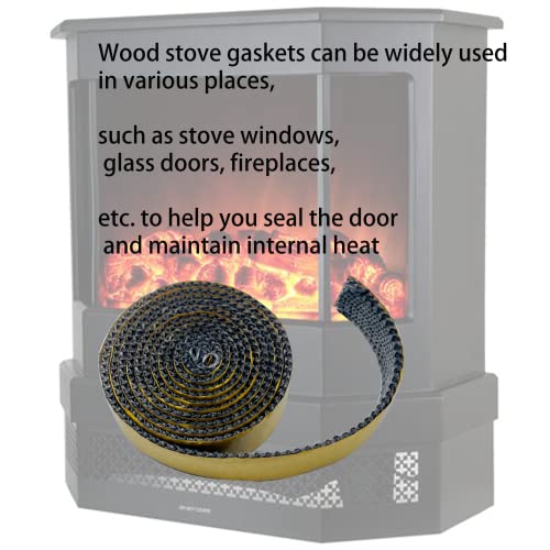 Stove and Fireplace Replacement Gasket Tape, High Temperature Fiberglass Flat Gasket Tape ，Self Adhesive Flat Gasket for Woodburning Coal Stoves Smokers (1" Width 78" Length)