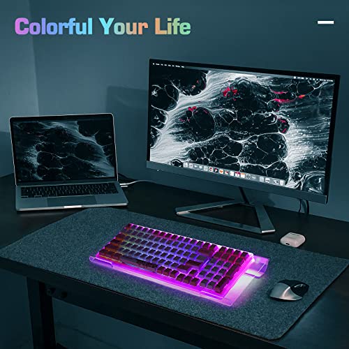 UCINNOVATE RGB Acrylic Computer Keyboard Stand, LED Backlit Keyboard Stand Tray, Gaming Keyboard USB Interface Titled Keyboard Stand for Easy Ergonomic Typing and Working Office Desk, Home, School