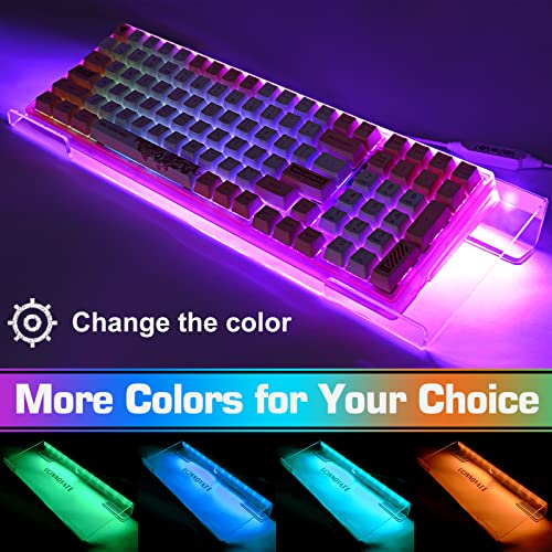 UCINNOVATE RGB Acrylic Computer Keyboard Stand, LED Backlit Keyboard Stand Tray, Gaming Keyboard USB Interface Titled Keyboard Stand for Easy Ergonomic Typing and Working Office Desk, Home, School