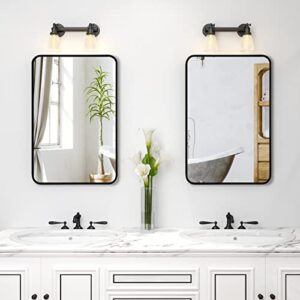 rozycher Black Btahroom Mirror 20x30 Inch, Rectangle Mirror for Wall, Decorative Black Wall Mirror for Bathroom, Bedroom, Living Room, Rounded Corner Wall Mirror Hangs Horizontal Or Vertical