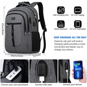 YAMTION Dark Gray Backpack for Men and Women,School Backpack Bookbag for Teen Boys and Girls High School Laptop Backpack with USB for College Student Work Business