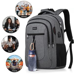 YAMTION Dark Gray Backpack for Men and Women,School Backpack Bookbag for Teen Boys and Girls High School Laptop Backpack with USB for College Student Work Business