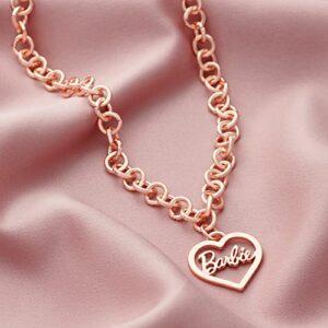 Barbie Round Link Heart Necklace - Rose Gold