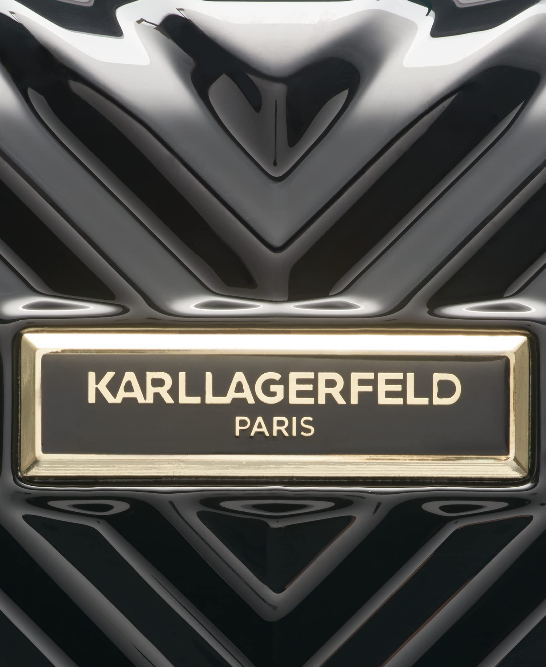 Karl Lagerfeld Paris Women's Suitcase Spinner Wheels Hardside, Deep Black, One Size