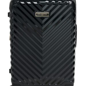Karl Lagerfeld Paris Women's Suitcase Spinner Wheels Hardside, Deep Black, One Size