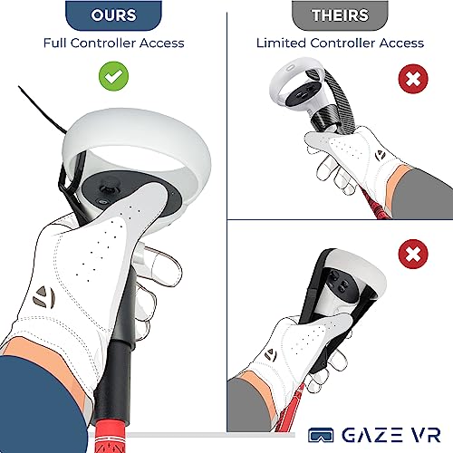 GazeVR VR Golf Club Attachment for Oculus Quest 2 | Pro Grip | Right & Left Controllers (Regular, Red)