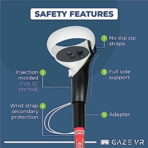 GazeVR VR Golf Club Attachment for Oculus Quest 2 | Pro Grip | Right & Left Controllers (Regular, Red)