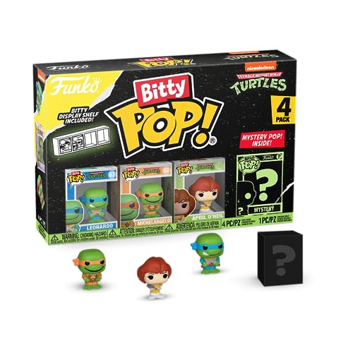 Funko Bitty Pop! Teenage Mutant Ninja Turtles Mini Collectible Toys - Leonardo, Michelangelo, April O'Neil & Mystery Chase Figure (Styles May Vary) 4-Pack