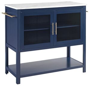 crosley furniture katrina kitchen island with faux marble top, navy