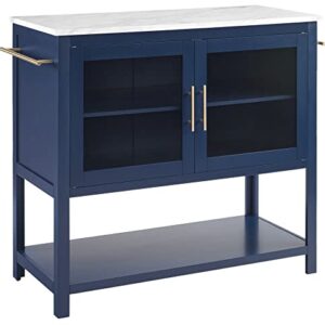 Crosley Furniture Katrina Kitchen Island with Faux Marble Top, Navy