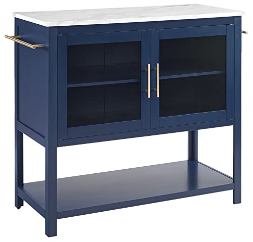 Crosley Furniture Katrina Kitchen Island with Faux Marble Top, Navy