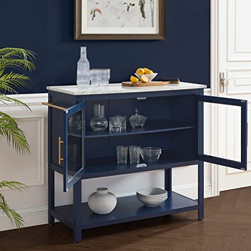 Crosley Furniture Katrina Kitchen Island with Faux Marble Top, Navy