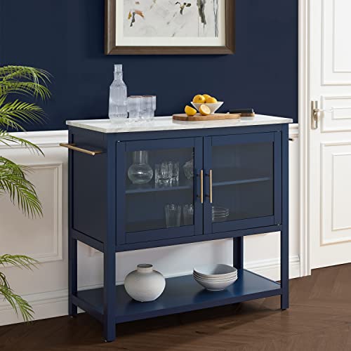 Crosley Furniture Katrina Kitchen Island with Faux Marble Top, Navy