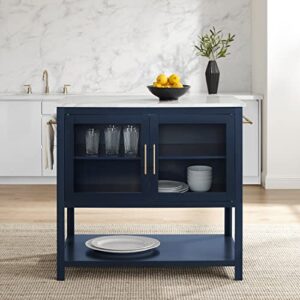 Crosley Furniture Katrina Kitchen Island with Faux Marble Top, Navy