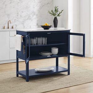 Crosley Furniture Katrina Kitchen Island with Faux Marble Top, Navy