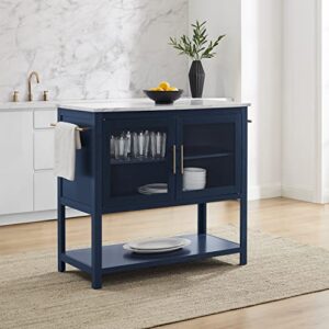 Crosley Furniture Katrina Kitchen Island with Faux Marble Top, Navy