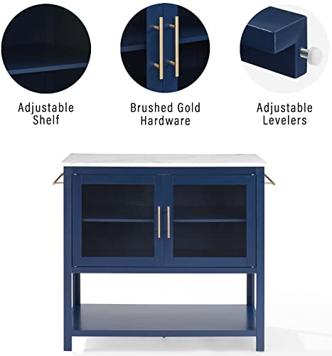 Crosley Furniture Katrina Kitchen Island with Faux Marble Top, Navy