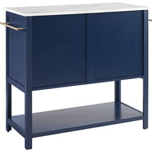 Crosley Furniture Katrina Kitchen Island with Faux Marble Top, Navy