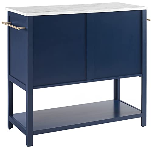 Crosley Furniture Katrina Kitchen Island with Faux Marble Top, Navy