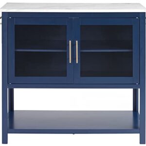 Crosley Furniture Katrina Kitchen Island with Faux Marble Top, Navy