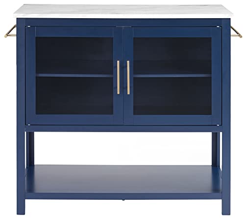 Crosley Furniture Katrina Kitchen Island with Faux Marble Top, Navy