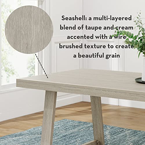 Plank+Beam 72 Inch Dining Table, Solid Wood Kitchen Table, Dinner Table for Dining Room, Seashell Wirebrush