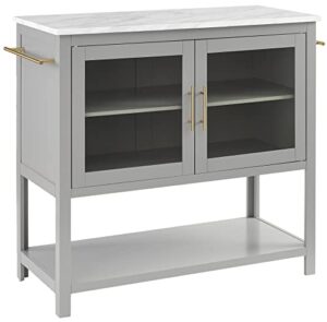 crosley furniture katrina kitchen island with faux marble top, gray
