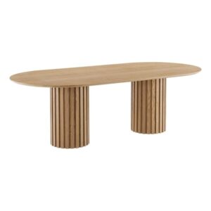 modway senja 95" oval modern style mdf and wood dining table in oak