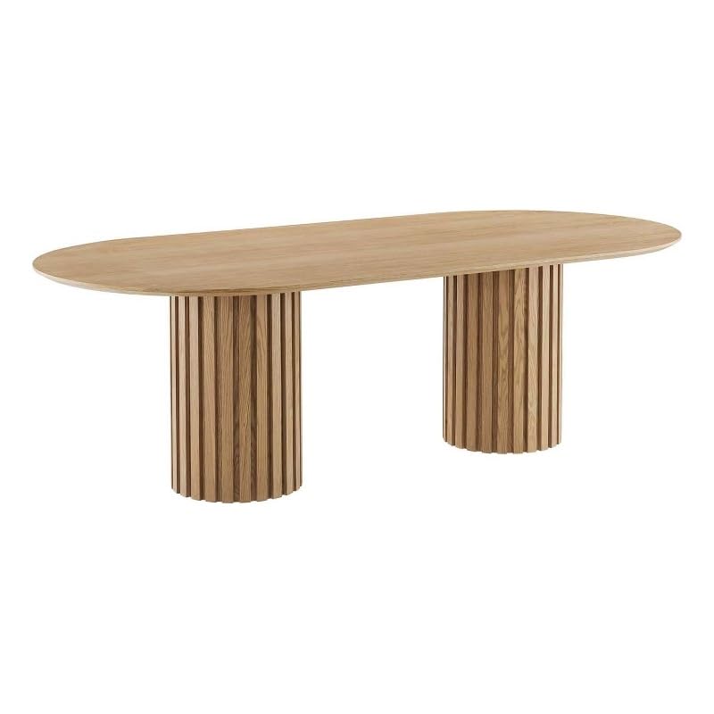 Modway Senja 95" Oval Modern Style MDF and Wood Dining Table in Oak