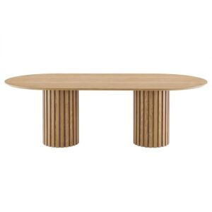 Modway Senja 95" Oval Modern Style MDF and Wood Dining Table in Oak