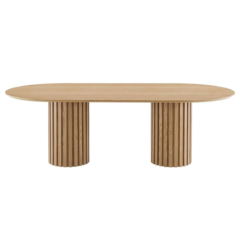 Modway Senja 95" Oval Modern Style MDF and Wood Dining Table in Oak