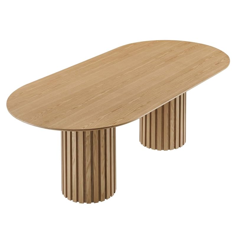 Modway Senja 95" Oval Modern Style MDF and Wood Dining Table in Oak