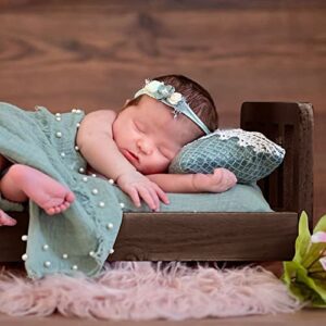 SPOKKI Newborn Photography Props Bed，0-2 Months Brown Wooden Posing Baby Photoshoot Props Bed, Boys Girls Doll Bed Studio Props with Box for Newborn Photoshoot (B)