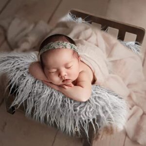 SPOKKI Newborn Photography Props Bed，0-2 Months Brown Wooden Posing Baby Photoshoot Props Bed, Boys Girls Doll Bed Studio Props with Box for Newborn Photoshoot (B)