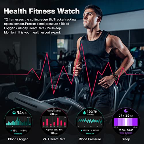 AMAZTIM Smart Watches for Men,60 Days Extra-Long Battery, 50M Waterproof,Rugged Military (Answer/Make Calls) Fitness Tracker, 1.43" Ultra HD AMOLED, AI Voice Assistant/Blood Pressure/Sleep Monitor