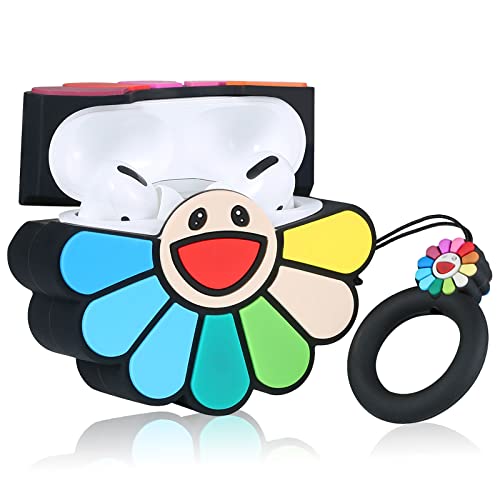 Besoar for AirPods Pro 2019/Pro 2 Gen 2022 Case Cartoon Cute Kawaii Silicone Cases for Apple AirPod Air Pods Pro Design Cover Cool Unique Fun Funny Soft Coves for Girls Girly Boys(Chromatic Flowers)