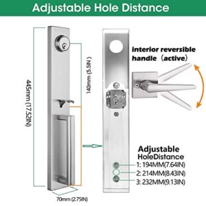 NEWBANG Silver Entry Door Lever Handleset Square Solid Single Lock Set for Front & Entrance Door with Satin Nickel Finished,MDHST2016SN-BR