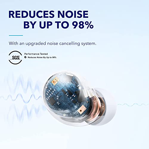 soundcore by Anker Space A40 Adaptive Active Noise Cancelling Wireless Earbuds, Reduce Noise by Up to 98%, Ultra Long 50H Playtime, Hi-Res Sound, App Customization, Wireless Charge (Renewed)